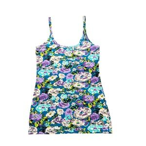 Ocean Pacific Op Women's Small Floral Camisole Tank Top Teal Purple OJ32005CR